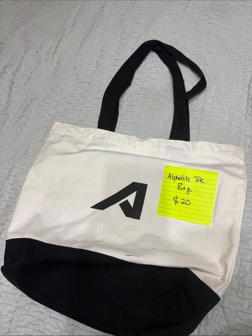 Alphalete Black & White Canvas Tote with Logo